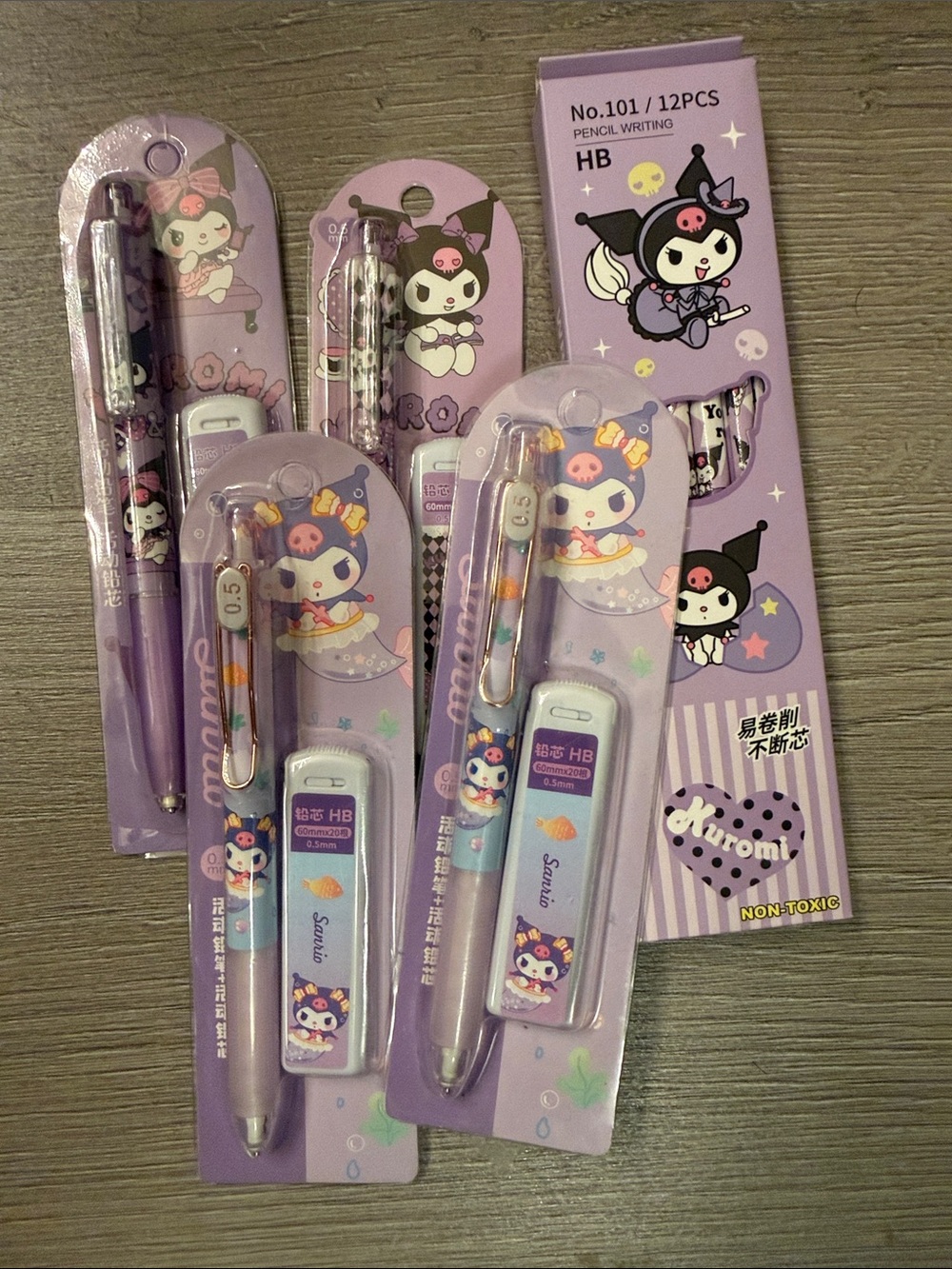Kuromi mechanical and pencils set